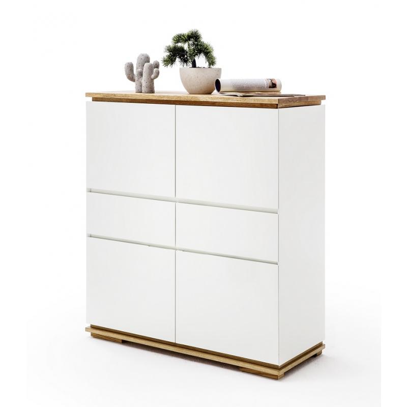 Highboard Chiaro | weiß matt / Asteiche massiv