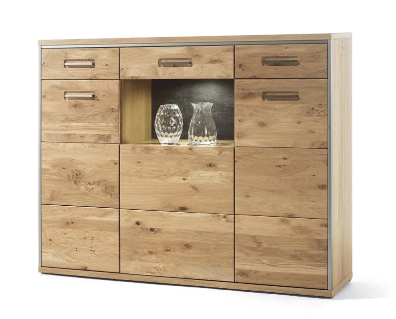 Highboard Espero | Asteiche Bianco massiv | ohne Beleuchtung