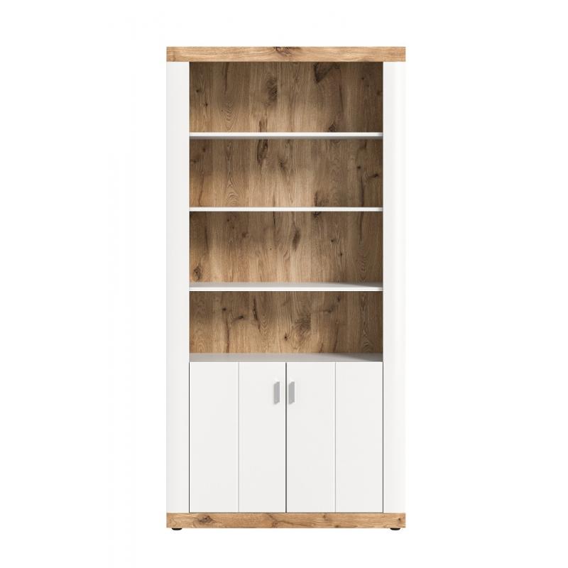 Highboard Hochschrank Laredo | weiß / Nox Oak | LED Beleuchtung