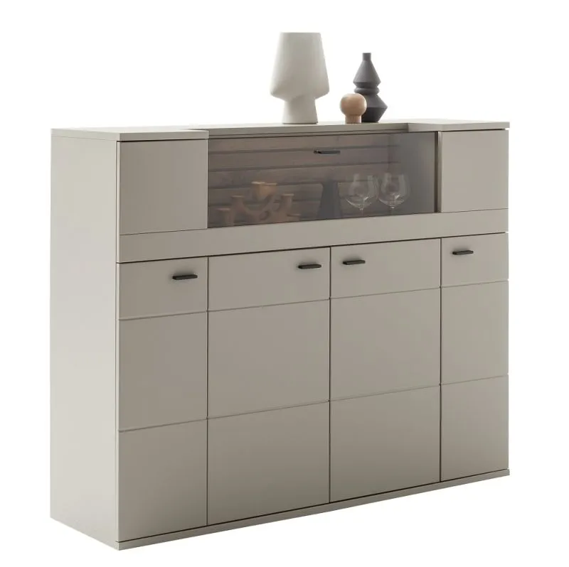 Highboard Lüttich | Basalt / Wotan Eiche | ohne Beleuchtung