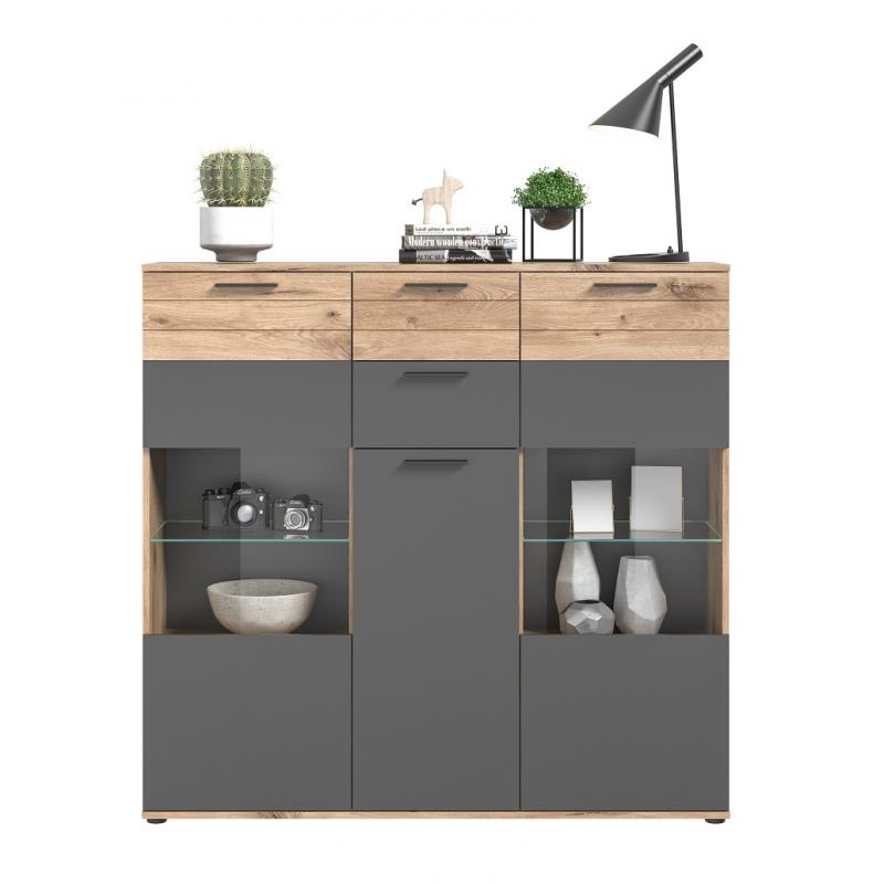 Highboard Mason | Nox Oak / Basalt Grau