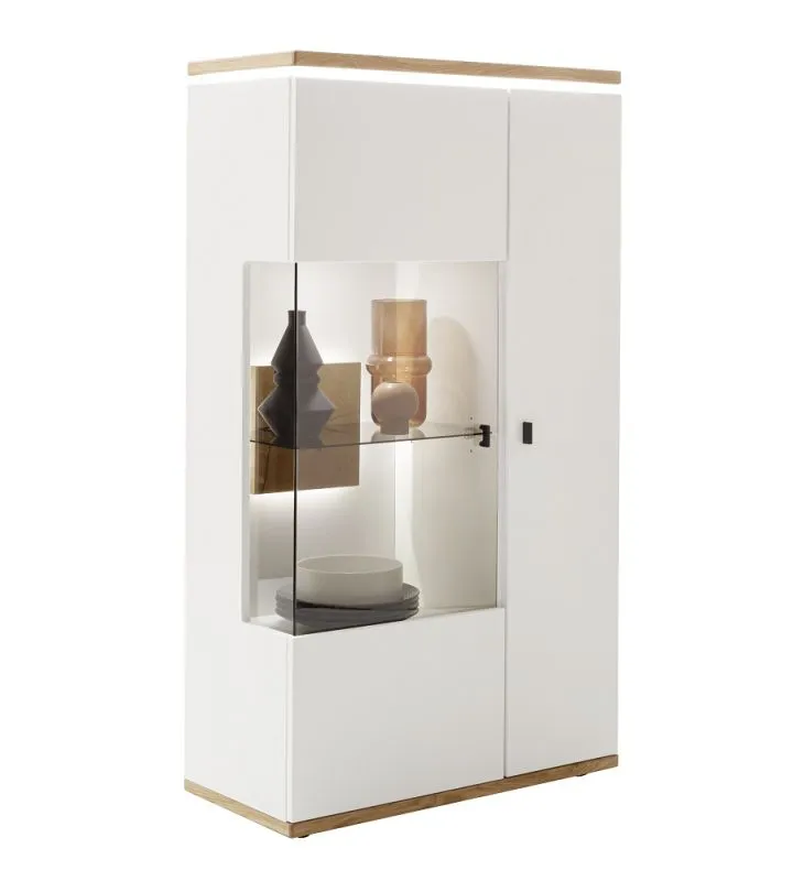 Highboard Matadi 3 | Soft white / Ast-Balkeneiche