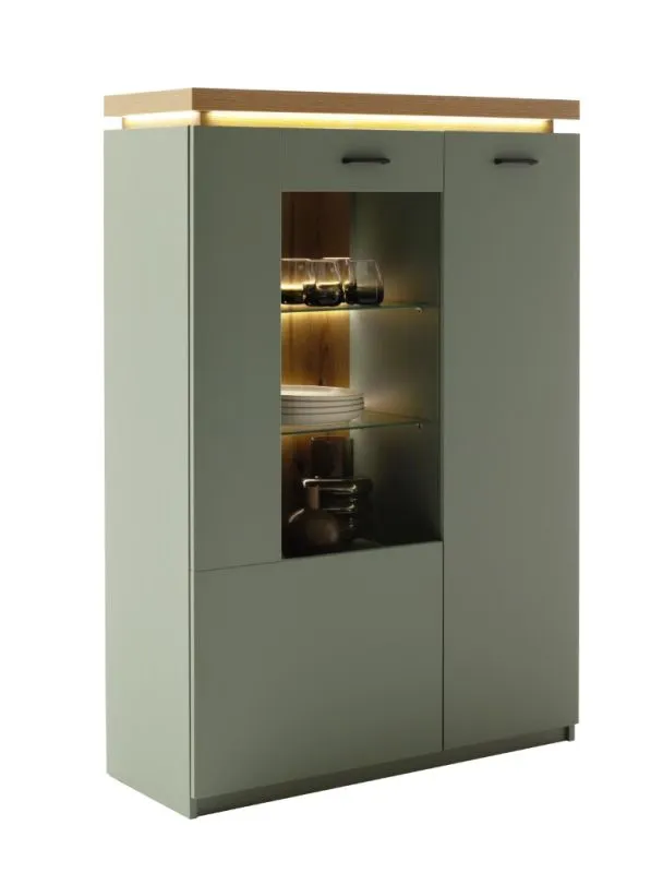 Highboard Moniz 1 | Salbei grün / Eiche Evoke | ohne Beleuchtung