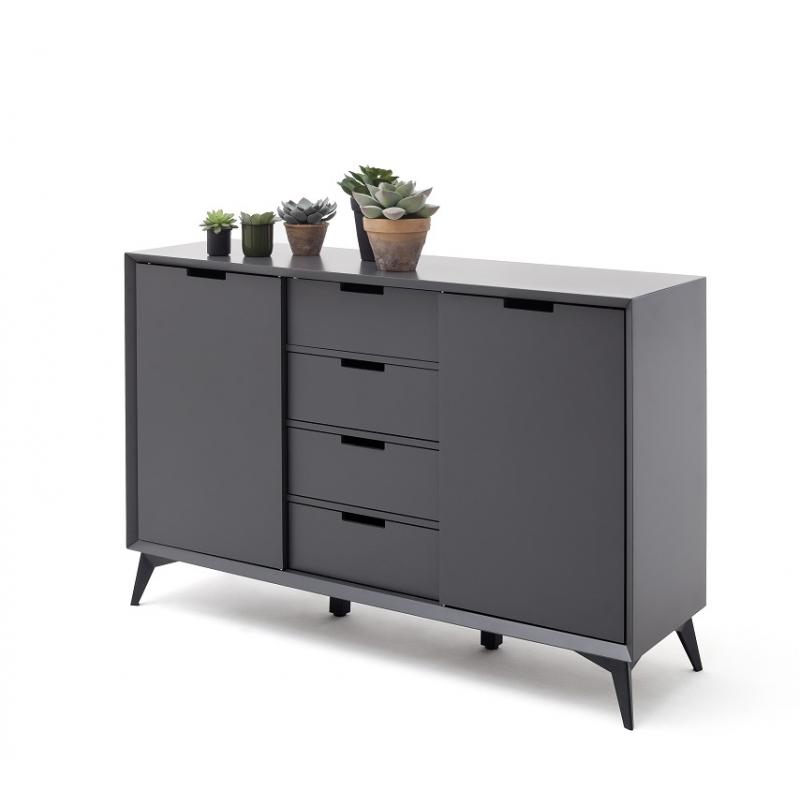 Highboard Netanja | grau / weiß matt