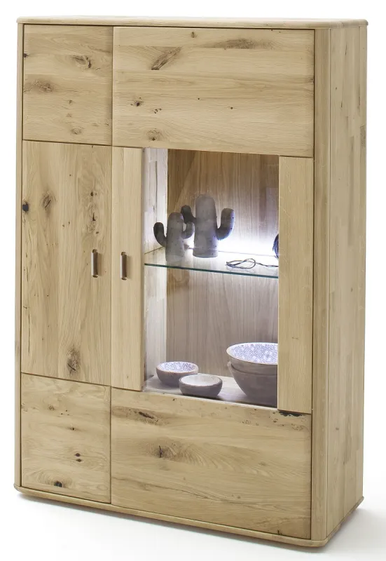 Highboard Ravello links | Balkeneiche Bianco | ohne Beleuchtung