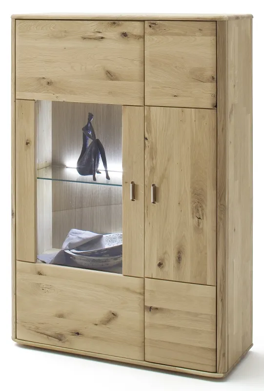 Highboard Ravello rechts | Balkeneiche Bianco | ohne Beleuchtung