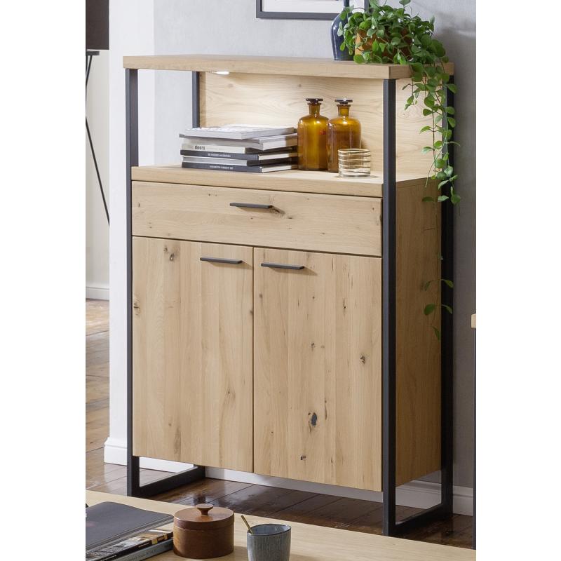 Highboard Salerno | Balkeneiche / Eiche Bianco | LED Beleuchtung