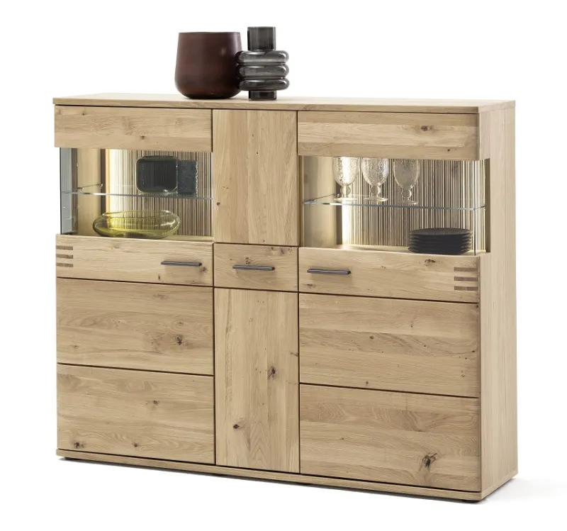 Highboard Salvador | Balkeneiche Bianco | ohne Beleuchtung