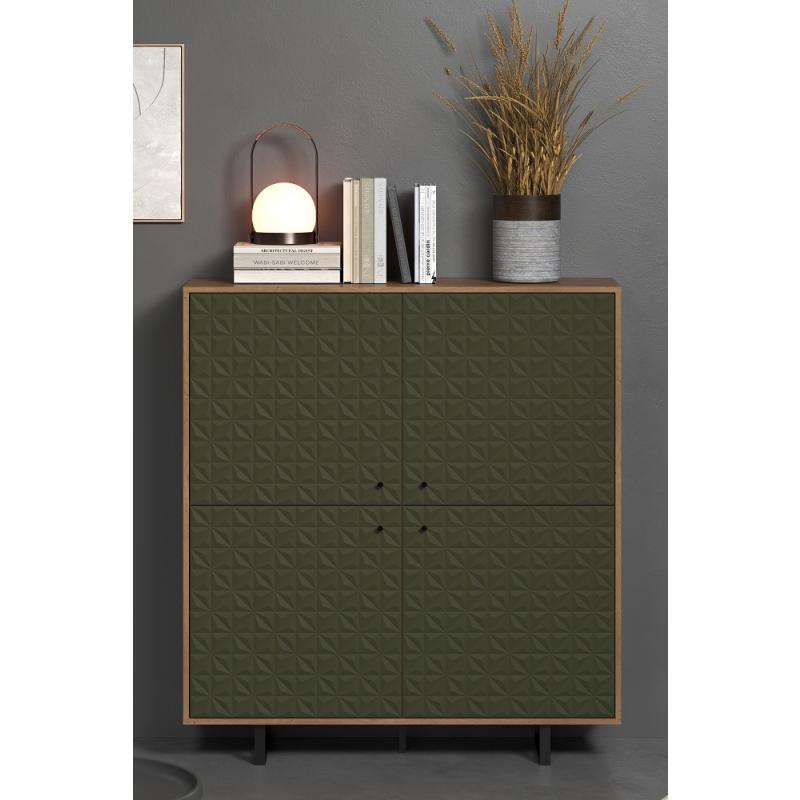 Highboard Sentra | Dark Green / Artisan Eiche