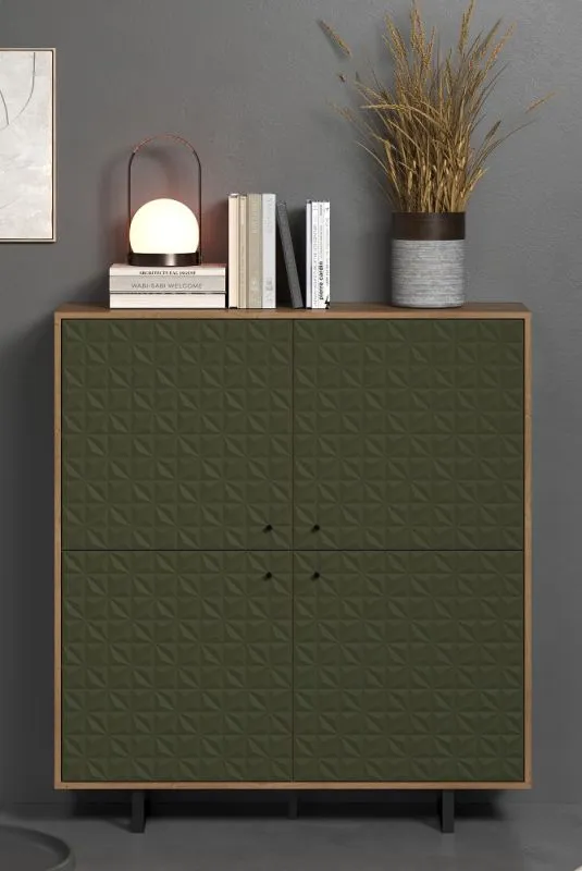 Highboard Sentra | Dark Green / Artisan Eiche