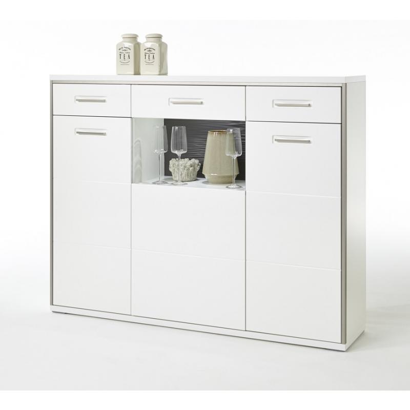 Highboard Trento | weiß Hochglanz | LED Beleuchtung