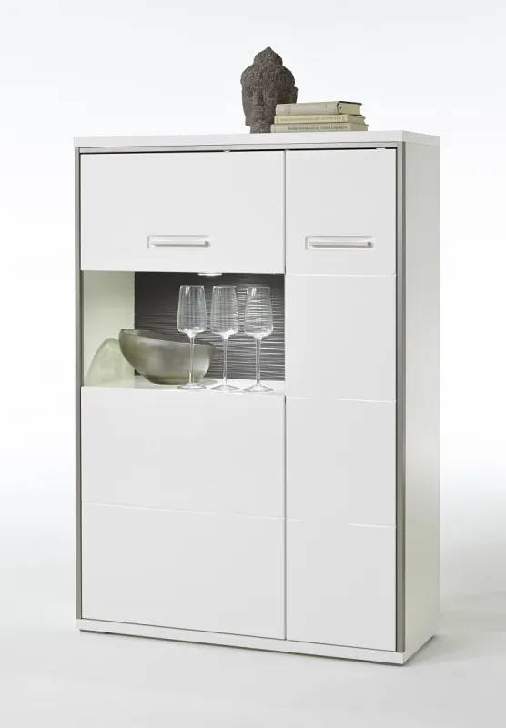 Highboard Trento 3 | weiß Hochglanz | ohne Beleuchtung