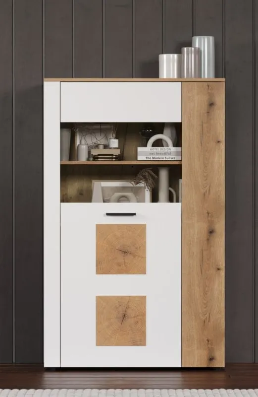Highboard Vitoria | weiß / Coast Evoke Oak
