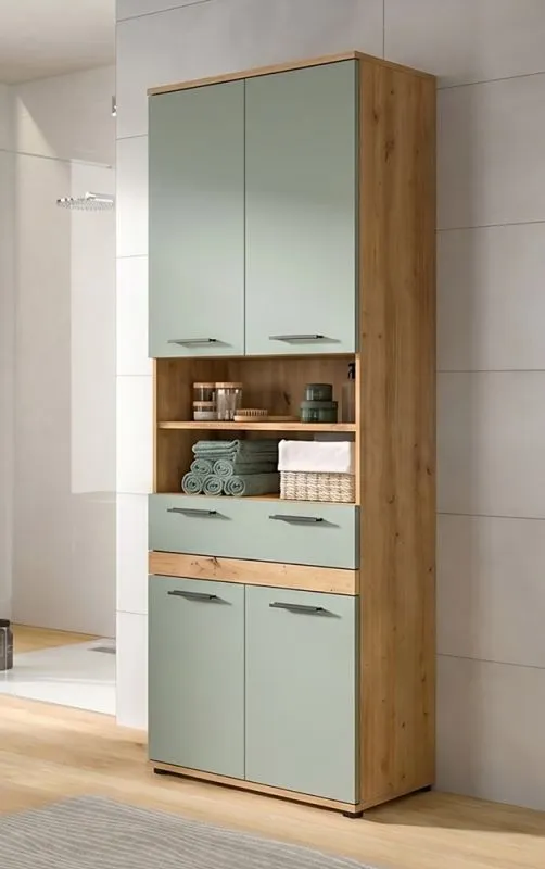 Hochschrank Badschrank Blake | Salbei / Artisan Eiche