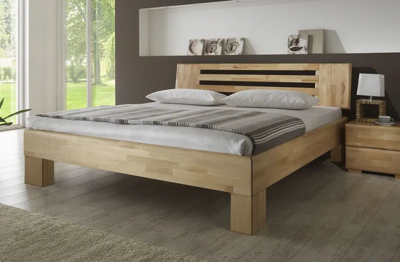 Holzbett massiv Dahlia | Kernbuche geölt | 120x210 | Kopfteil 2