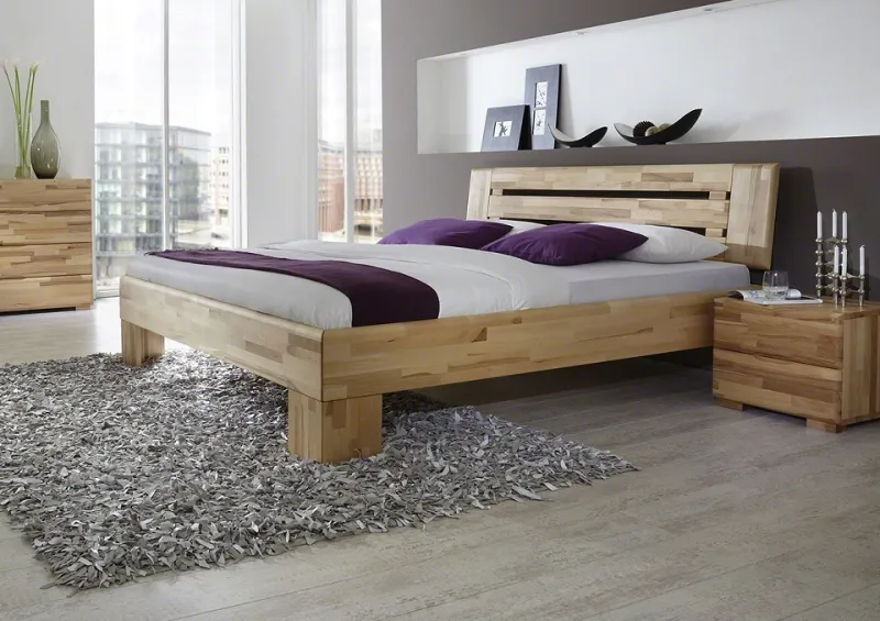 Holzbett massiv Dahlia | Kernbuche geölt | 90x220 | Kopfteil 4