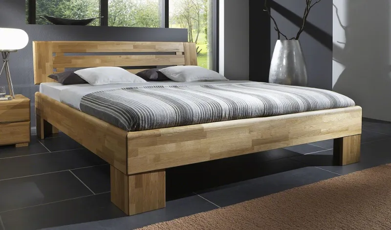 Holzbett massiv Dahlia | Wildeiche Honig geölt | 140x210 | Kopfteil 3