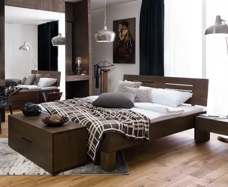 Holzbett massiv Daisy | Buche wenge lackiert | 100x220 | Kopfteil 3
