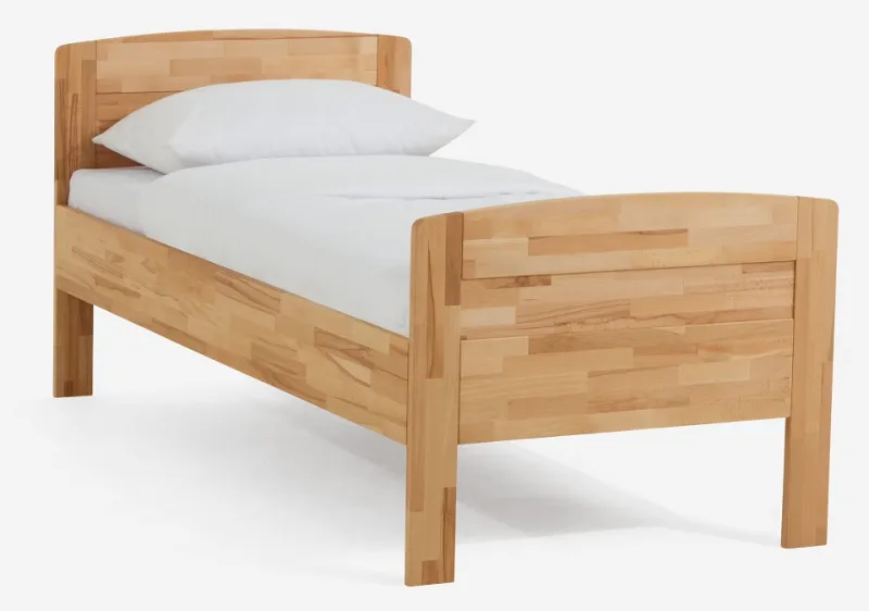 Holzbett massiv Jasmine | Kernbuche geölt | 100x190 | Kopfteil 2 mit Fußteil