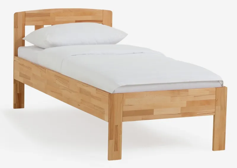 Holzbett massiv Jasmine | Kernbuche geölt | 120x210 | Kopfteil 1 ohne Fußteil