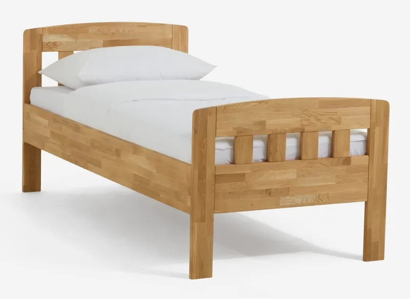 Holzbett massiv Jasmine | Wildeiche honig geölt | 120x220 | Kopfteil 1 mit Fußteil
