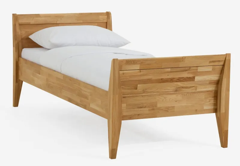 Holzbett massiv Jasmine | Wildeiche honig geölt | 90x220 | Kopfteil 2 mit Fußteil