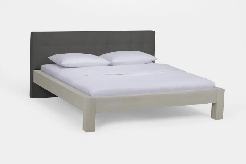 Holzbett massiv Lotus | Wildeiche weiß geölt | 160x200 | Kopfteil 2