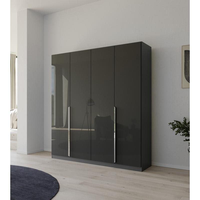 Kleiderschrank Drehtürenschrank Glamour | effektgrau Hochglanz / grau metallic | verschiedene Größen