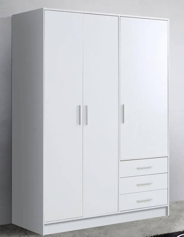 Kleiderschrank Drehtürenschrank Jupp | mit Schubkästen | weiß | 144,6 x 200 x 60 cm