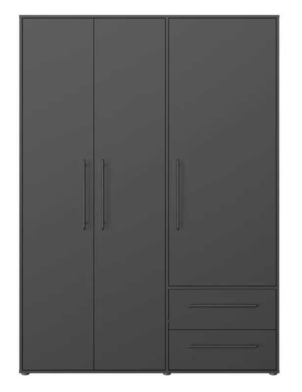 Kleiderschrank Drehtürenschrank Mokko | mit Schubkästen | schwarz | 144,4 x 200 x 59 cm