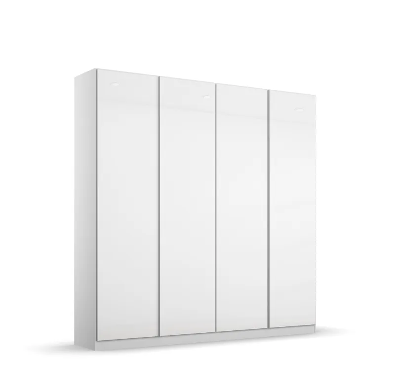 Kleiderschrank Drehtürenschrank Monostar | 4-türig | mit Glastüren | Alpinweiß | 181x210 | mit Schubkasteneinsatz & Wäscheeinteilung