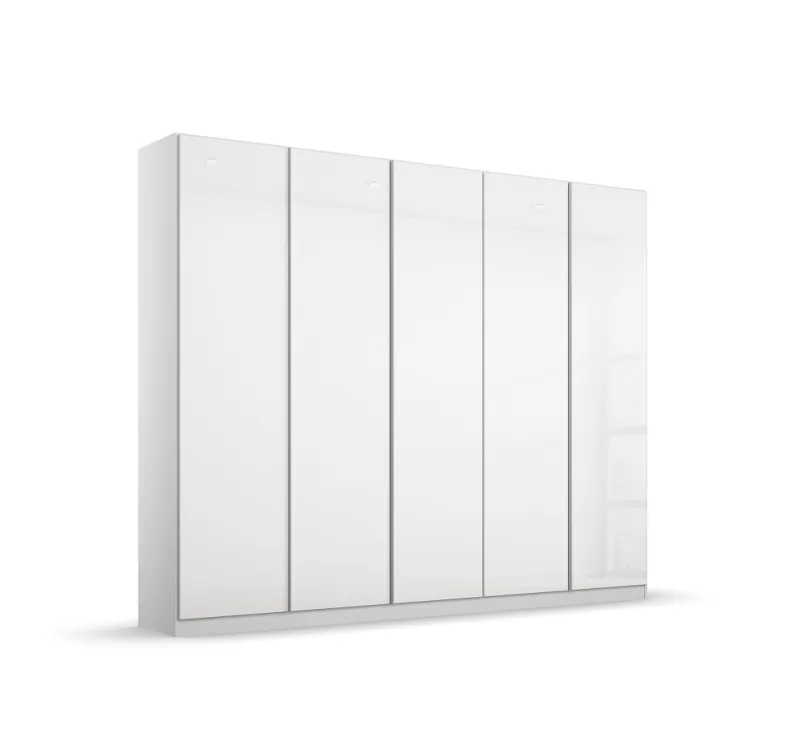 Kleiderschrank Drehtürenschrank Monostar | 5-türig | mit Glastüren | Alpinweiß | 226x210 | ohne Schubkasteneinsatz