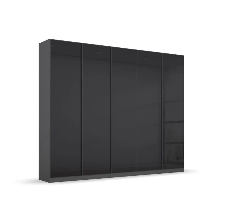 Kleiderschrank Drehtürenschrank Monostar | 5-türig | mit Glastüren | Glas basalt / grau metallic | 226x210 | ohne Schubkasteneinsatz