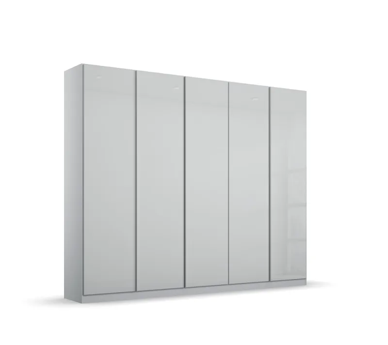 Kleiderschrank Drehtürenschrank Monostar | 5-türig | mit Glastüren | seidengrau | 226x210 | mit Schubkasteneinsatz