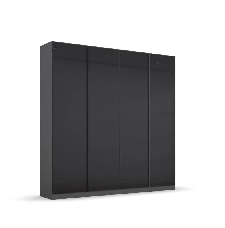 Kleiderschrank Drehtürenschrank Monostar | mit Glastüren | opt. Zubehör | Glas basalt / grau metallic | verschiedene Größen