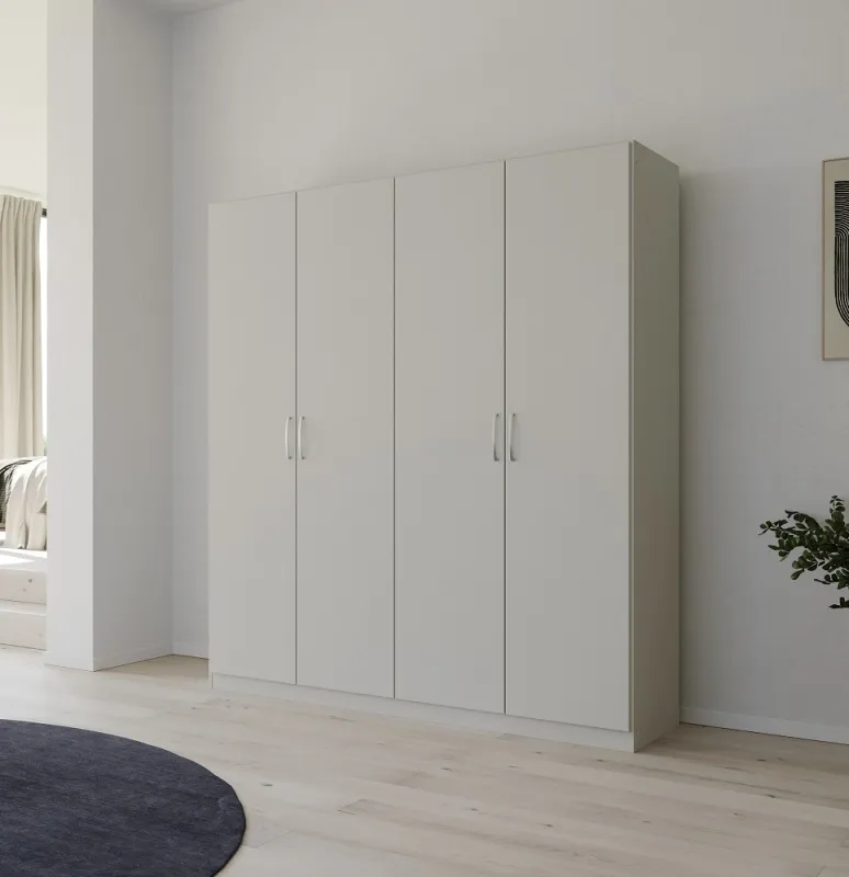 Kleiderschrank Drehtürenschrank Quadra-Spin | 4-türig | seidengrau | 181x210 | Griff Pure