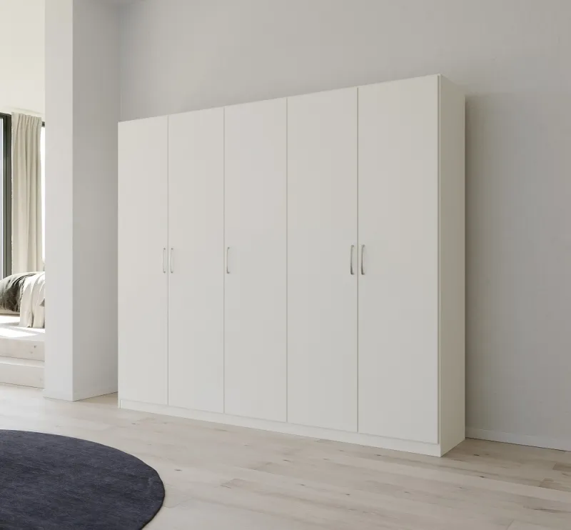 Kleiderschrank Drehtürenschrank Quadra-Spin | 5-türig | alpinweiß | 226x210 | Griff Pure