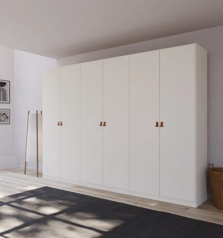 Kleiderschrank Drehtürenschrank Quadra-Spin | 6-türig | alpinweiß | 271x210 | Griff Homey