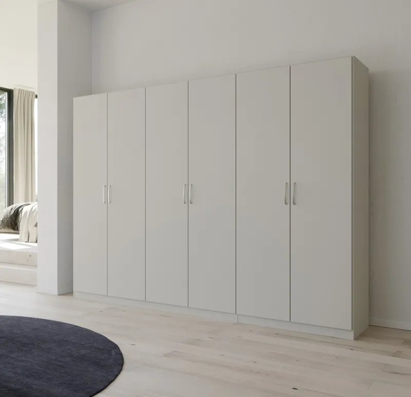 Kleiderschrank Drehtürenschrank Quadra-Spin | 6-türig | seidengrau | 271x210 | Griff Pure