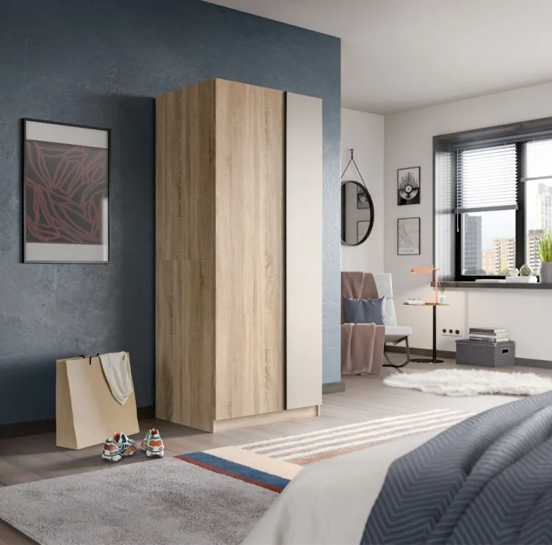 Kleiderschrank Oakland | mit 2 Türen & 2 Einlegeböden | Sonoma Eiche