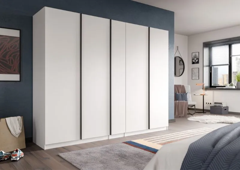Kleiderschrank Oakland | mit 5 Türen & Schubkästeneinsätzen | weiß
