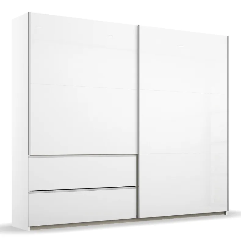 Kleiderschrank Schwebetürenschrank Sevilla | 2-türig | Alpinweiß Hochglanz | 218 x 210 x 59 cm