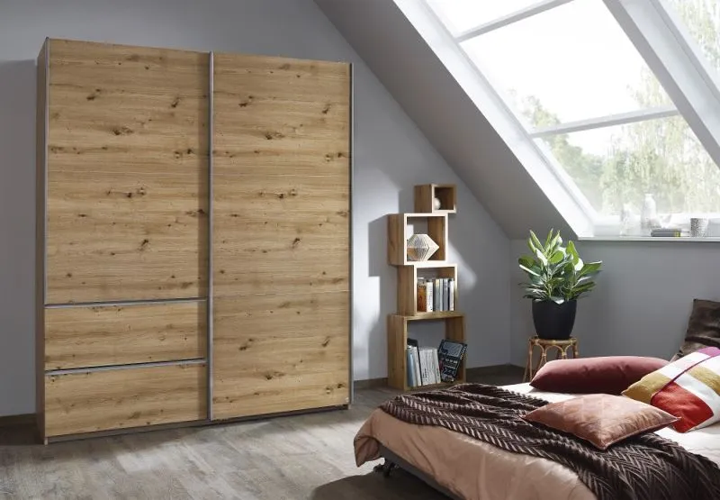 Kleiderschrank Schwebetürenschrank Sevilla | 2-türig | Eiche Artisan | verschiedene Größen