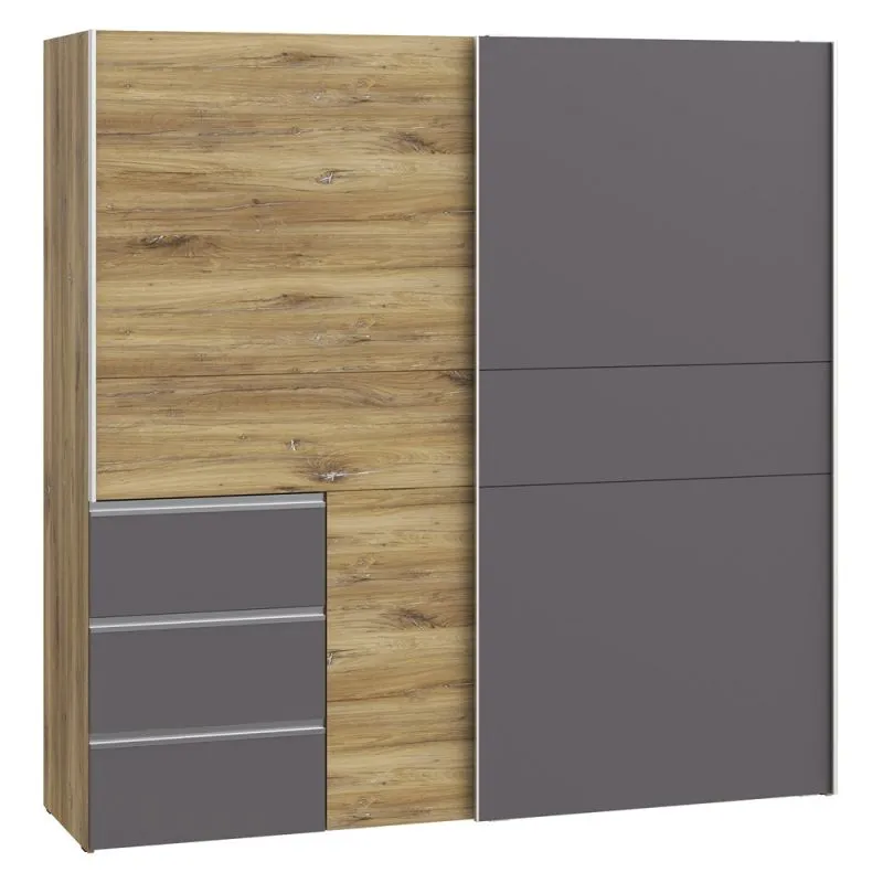Kleiderschrank Schwebetürenschrank WINN 2 | 2-türig | Flagstaff Eiche / Grau