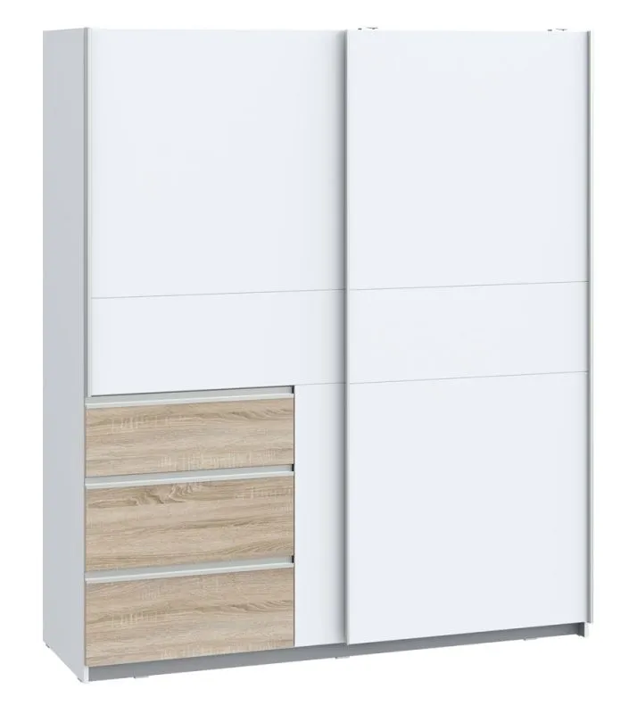 Kleiderschrank Schwebetürenschrank WINN 2 | 2-türig | weiß / Sonoma Eiche