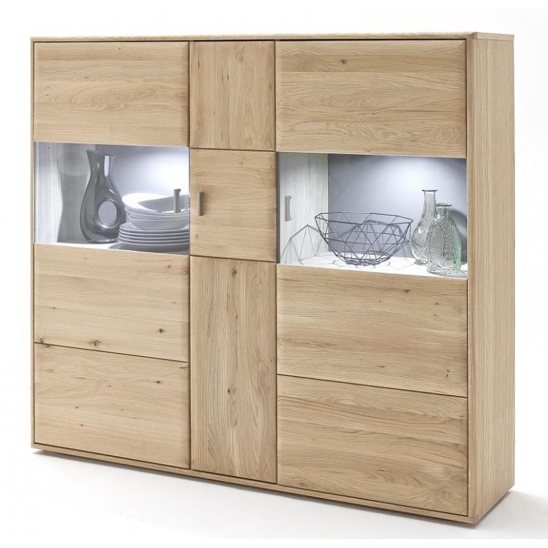 Kombi-Highboard Tarragona | Eiche Bianco | LED Beleuchtung