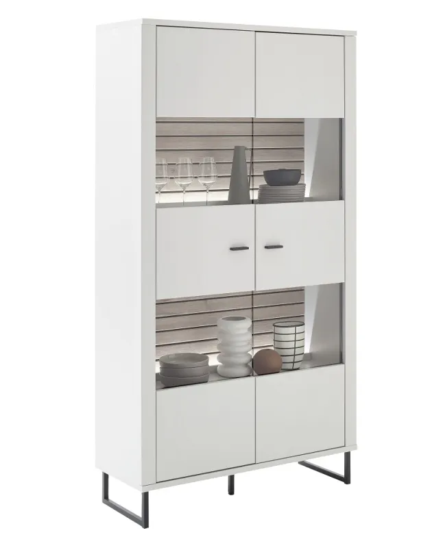 Kombi-Vitrine Louisiana | Modern White | mit Beleuchtung