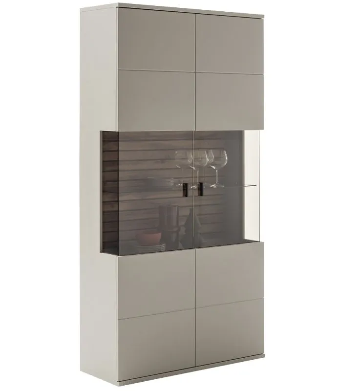 Kombi-Vitrine Lüttich | Basalt / Wotan Eiche | ohne Beleuchtung