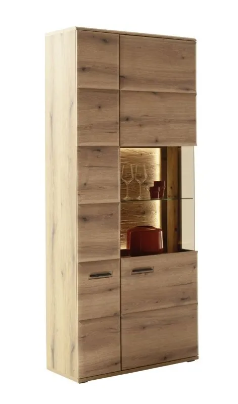 Kombi-Vitrine Naxos | Eiche Evoke | LED Beleuchtung