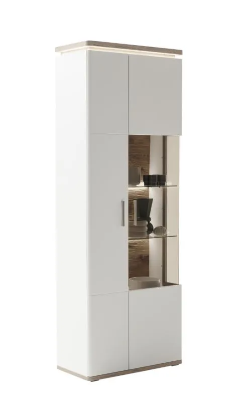 Kombi-Vitrine Palermo | Soft white / Viking Oak | LED Beleuchtung